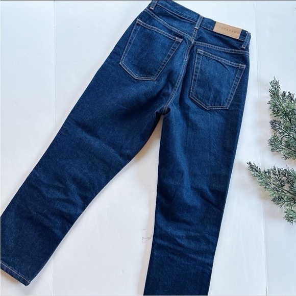 Topshop Women’s Editor Jeans Straight Leg In Dark Wash - Picture 9 of 9